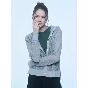 [UNIT]린넨 블렌디드 버튼형 스카시 후드 가디건 (UFKKCA258N-GREY)