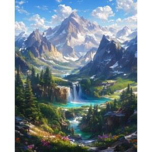 숫자로 풍경 페인트 키트 초보자 산 X 20인치) 페인팅 캔버스에 위한 예술 벽 장식 50.8CM(16 40.6 유화 선물 성인 자연 홈 초보자를 DIY