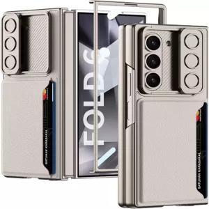 삼성 Z 폴드 6 월렛 카드 슬롯이 있는 NINKI 호환 갤럭시 폰 케이스 티타늄 충격 방지 슬라이드 카메라