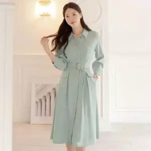 [시크라인] 무빈 히든버튼 트렌치 벨트 원피스