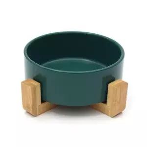 [반려] 반려동물 우드 받침 도자기 식기 독 강아지 캣 고양이 밥그릇