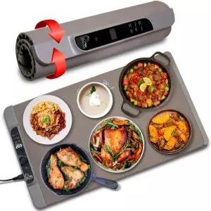 음식 보온 매트 4단계 온도의 고속 가열 실리콘 전기 트레이 양발 보호 테이블 롤업 뷔페 히트 패드 가정용