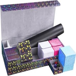 5개의 작은 상자와 놀이 매트가 포함된 드모이콜스 카드 덱 박스 프리미엄 가죽 대형 보관함 최대 1000장