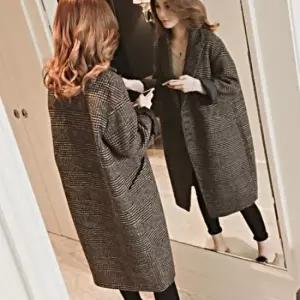 검정코트 여성 사랑스러운 모던 클래식 데일리 체크 코트