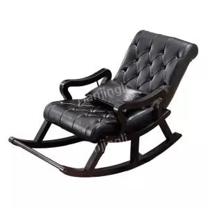 흔들의자 고급 흔들 가죽 발코니 안락 휴식 체어 의자 원목 거실 스윙체어