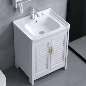 욕실 간이 미니 수납형 거울장 세면대 캐비닛 51 배수구 포함