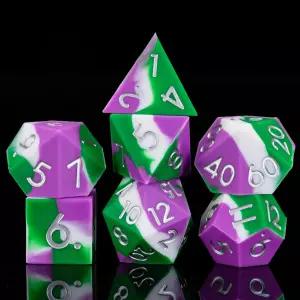 실리콘 DND 주사위 7개 고무 다면체 DD 세트 던전 앤 드래곤을 위한 샤프 엣지 소프트 퍼펙트 바운서 RPG