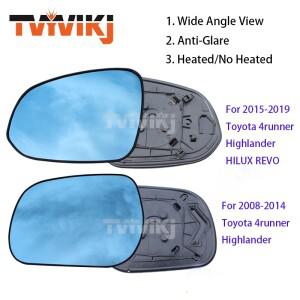 TOYOTA Highlander 4runner 2008-2019 용 1 pair Side Rearview Mirror 파란색 유리 렌즈 HILUX REVO VIGO