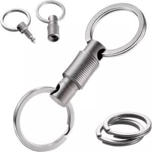 리아오벤 티타늄 퀵 릴리스 키 체인 분리 가능한 링 커넥터 360° 이중 끝 스위블 및 링이 있는 헤비 듀티