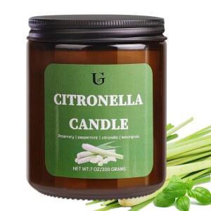 시트로넬라 캔들 야외, 내추럴 소이 왁스 향이 나는 여름용 병 캔들, 7온스 대형 레몬그라스 50시간 연소 시간, 파티오, 정원 및 캠핑을 위한 실내 실외 (1팩)