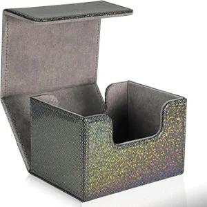 드모이콜 트레이딩 카드 보관함 가죽 덱 박스 가로 싱글 반짝이는 블랙 포인트