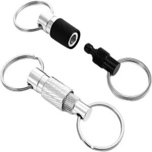 2 PCS 퀵 릴리스 키 체인 분리형 링 2개의 분할 링이 있는 헤비 듀티 디스커넥트 자동차 지갑 가방