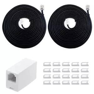 SINCODA 전화선 코드 2개 팩 전화 연장선 8피트 표준 RJ12 플러그 및 6P6C 1 인라인 커플러 포함 쉬운 배선