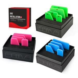 FOSHIO 5PCS 고무 스퀴지 세트 선물 상자 포함 부드러운 PPF 청소 스크레이퍼 윈도우 틴트 설치 보호 필름