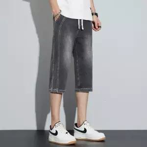 스콕 남성 바지 데님 여름 캐주얼 청바지 와이드 스트링 숏 슬랙스 반바지 얇은 7부 JEN1