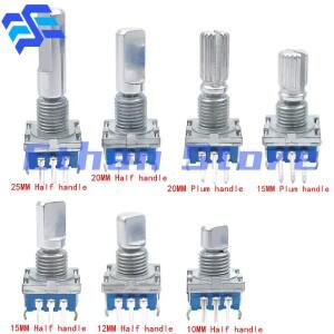 10PCS EC11 360 학위 로터리 엔코더 20 위치 5Pin 핸들 긴 121520MM 푸시 버튼 매화하프 내장