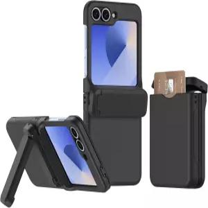 삼성 갤럭시 Z 플립 5용 5 케이스와 호환되는 카드 슬롯 및 킥스탠드 다기능 디자인 스타일리시한 충격