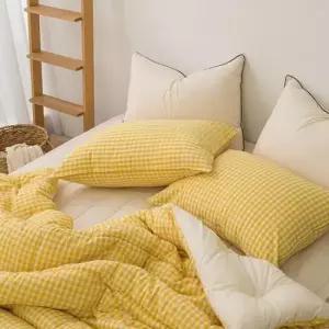 슈퍼싱글이불세트 어반체크 순면 이불패드세트 SS 옐로우 사계절 침구