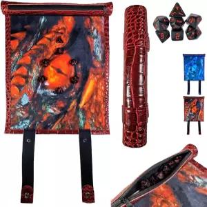 파워 비스트 던전 2 in 1 드래곤 주사위 굴림 매트 홀더 트레이 세트 DD 다면체 DND 7pcs 휴대용 접이식