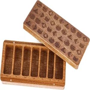 DD 테이블탑 게임용 다면체 주사위 7개 세트 3개를 보관할 수 있는 자석 뚜껑이 폴루디 나무 DND 케이스DND