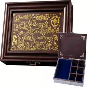 DnD용 Soar Forge 빈티지 주사위 트레이 롤링 박스 ？ 미니 및 토큰용 조절 가능한 칸막이가 있는 앤티크