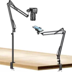 이브케아 오버헤드 카메라 마운트 360° 조절 가능한 DSLR 카메라웹캠링 라이트용 데스크 비디오 녹화용 폰