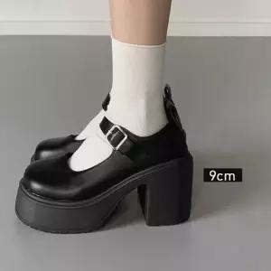 지스캇 여성용 라운드 플랫폼 메리제인 로퍼 통굽힐 9cm