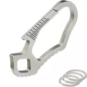 헤비 듀티 키링 3개 자동차 키 및 벨트 루프용 초경량 체인 클립이 있는 헤조이자오 티타늄 병따개