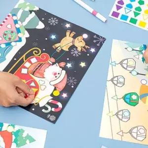 꾸미기놀이 종이 크리스마스 꾸미기 색칠 미술놀이 스티커 붙이기