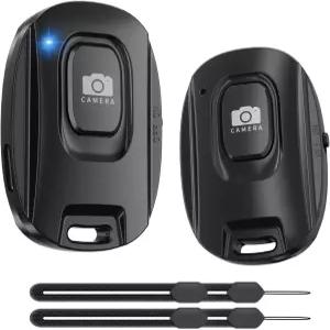 및 안드로이드 스마트폰용 무선 카메라 리모컨 셔터 2팩 사진 동영상용 블루투스 52폰 셀카 버튼 배터리