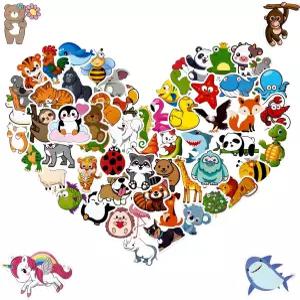 귀여운 동물 스티커100팩 방수 비닐 스티커 다용도 자가 접착 애완동물 보상 학생 교사 스케이트보드