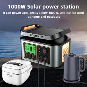 1000W 휴대용 캠핑 파워스테이션 태양광 발전기 인버터 순수 사인파 외장 배터리 차량용 야외 활동용