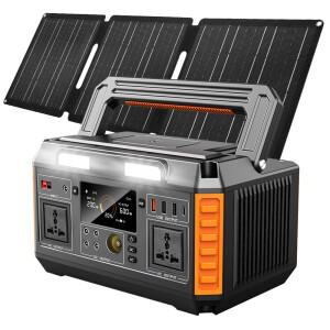 휴대용 600W 2025 파워스테이션 태양광 패널 리튬 배터리 220v 발전기 손전등 캠핑 액세서리 (미국영국용)