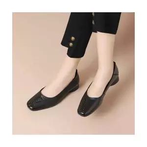 여자 플랫 슈즈 소가죽 리얼 미들 통굽 단화 로퍼 오피스룩 키높이 구두 BE5