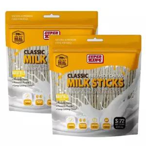 슈퍼킹 밀크스틱S 144P 그레인프리 소가죽 애견껌 간식