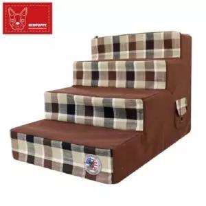 강아지텐트 레드퍼피 메가런던체크펫스텝체크브라운4단