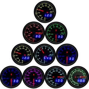 52mm 7색 백라이트 듀얼 디스플레이 유압/부스트/수온/오일온도/전압계/공기 연료비/ETG/타코미터 자동차 계기판