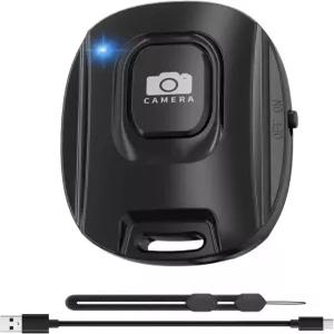 MAIRAN 충전식 무선 카메라 셔터 및 Android 스마트폰용 블루투스 폰 리모컨 사진 비디오용 셀카 버튼 충전