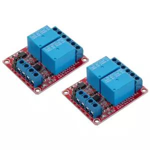 고립된 옵토커플러가 있는 hiBCTR 2PCS DC 12V 2채널 릴레이 모듈은 고레벨 및 저레벨 HL 레벨 트리거 모듈