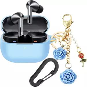 귀여운 열쇠고리가 있는 삼성 갤럭시 버즈 3 케이스 여성용 프로 충전 상자 커버와 호환되는 실리콘 충격