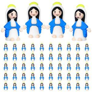 50PCS 작은 성모 마리아 피규어 벌크, 숨기고 찾는 미니 종교 인형, 부활절 달걀 스터퍼, 주일 학교 세례 선물, 가톨릭 파티 크리스마스 추수감사절(파란색)
