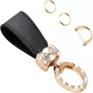 여성용 럭셔리 블링카 열쇠고리 크리스탈 보크노트 가죽 손목시계 2개의 고리와 분실 방지 D링이 있는 열쇠