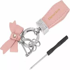 하핑턴 자동차 열쇠고리 클립 512인치 가죽 손목시계 분실 방지 D 반지 및 장착 여성용 가정용 핑크 실버