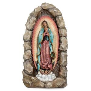 헌신적인 벽 우리 과달루페 성모상 18.8인치 성모 마리아상 가톨릭 실내외 장식, 손으로 그린 동굴 조각 정원, 홈 야드 파티오 잔디 복도 장식 (풀 컬러)