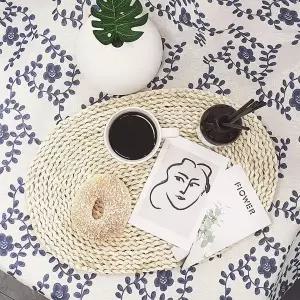 [골드스마일]캠핑데이블보 빈티지 사각 린넨 식탁보 중형