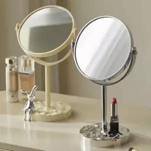 탁상 원형 베이지 양면 화장거울 스탠드탁상거울 인테리어거울