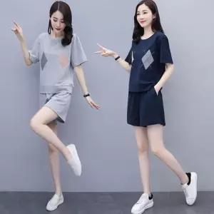 캐주얼 다이아 트레이닝 반팔 반바지 상하의 세트 WAQ3+5VKu