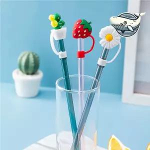 스마트 실리콘 빨대마개 아기용 위생 캐릭터 빨대 뚜껑 vIg1+3prI