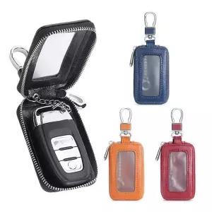 차키케이스 커버 비주얼 미러 창 차량용 키 보호대 가방 가죽 홀더 미니 자동 포켓 케이스 레트로 열쇠 고