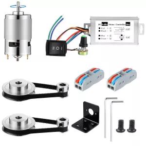 페어리샌디 4팩 12V-24V 775 DC 전기 모터 및 GT2 동기식 휠 알루미늄 타이밍 풀리 밀링 머신 드릴(D자형